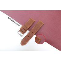 Dây đồng hồ da bò sáp Nâu coffe sữa kèm chốt thông minh