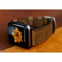 DÂY ĐỒNG HỒ DA BÒ SÁP NGỰA NÂU ĐẤT -RAM CLASSIC 1950 - CHÍNH HÃNG RAM LEATHER - APPLE WATCH 44