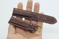 Dây Đồng Hồ Da Đà Điểu Thật Cao Cấp Songhan Leather HANDMADE Màu Nâu Khóa Kim , Bảo Hành 6 Tháng WSOT-01 - Nâu Khóa Vàng - 20MM