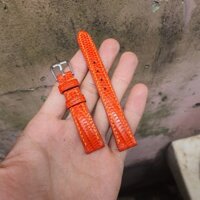 Dây đồng hồ da kỳ đà ý handmade 100%, màu cam