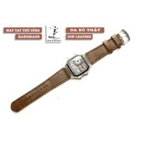 Dây Đồng Hồ Da Thật Handmade RAM Leather Cho Casio CASIO AE1200, AE 1200, 1300 WHD và Dây 18mm Da Bò Siêu bền