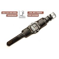 Dây Đồng Hồ Da Thật Handmade RAM Leather Cho Casio CASIO AE1200, AE 1200, 1300 WHD và Dây 18mm Siêu bền 1987 + B2