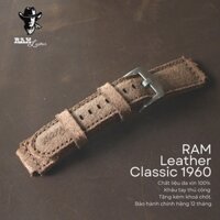 Dây Đồng Hồ Da Thật RAM Leather 1960 Da Bò Lộn Nâu Đậm RAM Leather Bền Đẹp