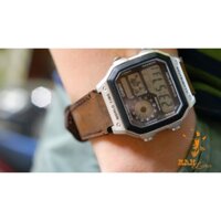 Dây Đồng Hồ Da Thật RAM Leather 1950 Nâu Đậm Da Bò Cho Casio AE 1200 WHD và đồng hồ dây 18mm Siêu bền