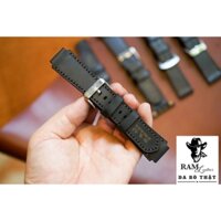 Dây Đồng Hồ Da Thật RAM Leather 1987 Cho Casio AE 1200 WHD và đồng hồ dây 18mm Da Bò Đen Siêu bền