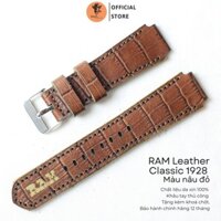 Dây Đồng Hồ Da Thật RAM Leather 1928 Cho Casio AE 1200 WHD và đồng hồ dây 18mm Da Bò Vân Cá Sấu Siêu bền
