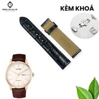 Dây đồng hồ – Dây Da đồng hồ CITIZEN Chính Hãng ( Dây Có Logo CITIZEN ) khóa bấm, khóa kim logo