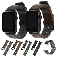 Dây đồng hồ đeo tay thay thế bằng da thật cho Apple Watch Series 5 4 3 2 1 loại 40/44/38/42mm