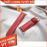 Dây Đồng Hồ Handmade da bò vân alan màu Đỏ; Tặng kèm khóa kim, Tool tháo lắp, Chốt gắn Spring bar