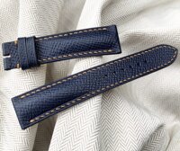 Dây đồng hồ Handmade da Epsom Hermes màu xanh Deep Blue ESM3K1DB015