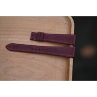 dây đồng hồ handmade da sáp bò mỹ màu đỏ mận