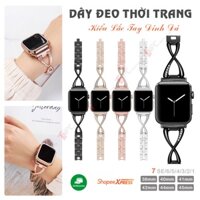 Dây Đồng Hồ iWatch Kiểu Lắc Tay Đính Đá Series 7 SE 6 5 4 3 2 1 kích cỡ 38mm 40mm 41mm 42mm 44mm 45mm