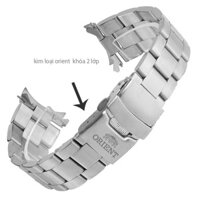Dây Đồng Hồ Kim Loại Orient Jubilee thép không gỉ Khóa 2 Lớp Đầu Tai Ôm  3 đường [59lg]