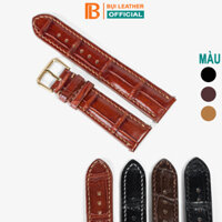 Dây đồng hồ nam da cá sấu đốt tre Bụi Leather D103 - Hàng khâu tay thủ công cao cấp - Bảo hành 12 tháng - Đỏ gụ - 18MM