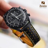 Dây đồng hồ Omega Swatch – Dây Rally Màu Đen Phối Vàng