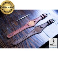 DÂY ĐỒNG HỒ QUÂN ĐỘI ĐỨC NÂU ĐẤT- DA BÒ THẬT - R A M BUNDSTRAP BX1 -SIZE 10MM - CHÍNH HÃNG R A M LEATHER .