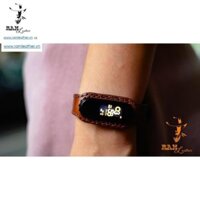 Dây đồng hồ siêu bền Mi Band 6 / Mi Band 5 / Mi Band 4 / Mi Band 3 Da Bò Nâu Đỏ Ram