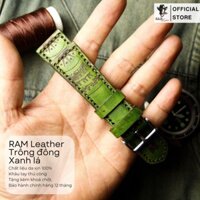 Dây đồng hồ siêu bền Trống Đồng da bò thật handmade Green Xanh Lá Casio AE 1200 / 1300 / 1100 / 1000 / Seiko / Orient