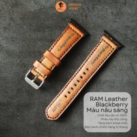 Dây Đồng Hồ Siêu bền Blackberry Da bò thật màu nâu RAM Leather Classic 1970 Veg 18mm, 20mm, 22mm, Casio 1200, iwatch AW