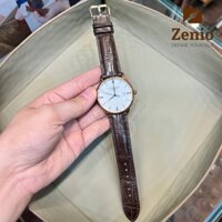 Dây đồng hồ Stuhrling Quartz da cá sấu màu nâu đất