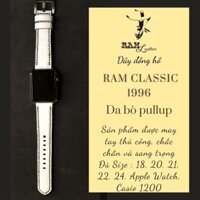 Dây Đồng Hồ Thủ Công Aple Watch AW, iWatch, iPhone Watch Da Dê Trắng RAM Leather Classic 1996 Bền Đẹp