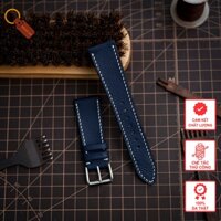 Dây đồng hồ thủ công da epsom cao cấp - Dây da đồng hồ handmade mầu xanh