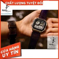 Dây Đồng Hồ Trống Đồng Casio Ae 1200 / Seiko 5 Da Bò Thật Violet +