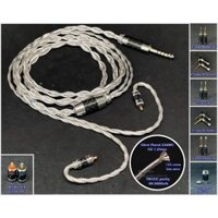 Dây đồng mạ bạc đơn tinh thể 7NOCC 23AWG Litz đường kính 1.25mm tết 4 - Connetor IPX for 64 Audio