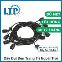Dây Đui Đèn pingpong bóng tròn 5m 10 đui dùng trang trí ngoài trời quán cafe - Màu đen