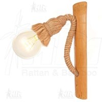 Dây đui đèn thừng gắn tường (Gắn sẵn với ốp tre) - Đèn trang trí tường nhà hàng, quán cafe.