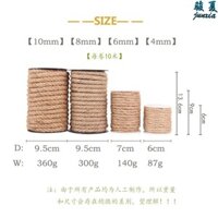 Dây gai dầu thân thiện với môi trường, dây thủ công DIY, trang trí, nhãn đóng gói, dây gai dầu 1mm-20mm, các thông số độ dày khác nhau