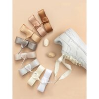 Dây giày bằng lụa, ruy băng satin, dây giày phẳng rộng cho phụ nữ, xu hướng Ins, màu trắng, hồng, đen, nâu