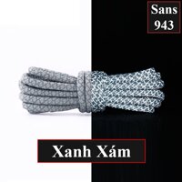 Dây giày dạ quang phản quang bản tròn giầy cao cổ boot thể thao sneaker nam nữ dài 1m 1m2 1m4 1m6 1m8 Sans943 - Xanh Xám - 100 cm