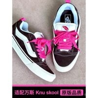 Dây giày Kiss Ting tương thích với giày Vans Bread, giày thể thao unisex Knu Skool, màu đen trắng, rộng phẳng, màu trái rồng