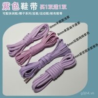 Dây giày màu tím cho giày thường, giày bố, giày sneaker, màu tím nhạt, tròn, dày, phẳng, nửa tròn, cotton nguyên chất, unisex