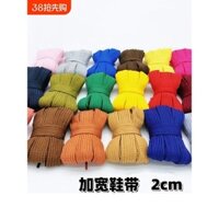 Dây giày rộng 2cm cho giày trắng, giày thể thao, giày bánh mì, màu trắng, đen, nâu, cực rộng, một lớp, dây phẳng màu sắc cho nam và nữ