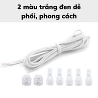 Dây giày thời trang co giãn không cần buộc kèm khóa phụ kiện tiện dụng giày thể thao sneaker cho người lớn và trẻ em - Bộ Dây giày  Khóa - Trắng