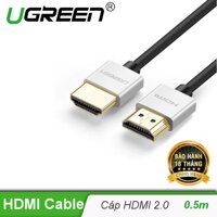 Dây HDMI 2.0 thuần đồng 10.2gbps đầu hợp kim  dài 0.5M UGREEN HD117 30475