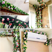 Dây hoa hồng nhân tạo, dây hoa giả, cây nhựa, cây trồng cho phòng khách, bọc ống điều hòa, trang trí sưởi ấm bvyB