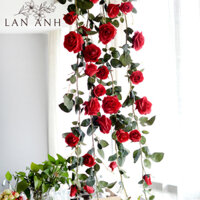 Dây hồng leo giả cổ cao cấp 2m trang trí tường, quán cafe, studio sieu xinh