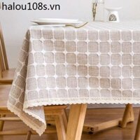 Dày Kẻ Sọc Khăn Trải Bàn Vải Vải Lanh Cotton Nhỏ Tươi Nhẹ Sang Trọng Khăn Trải Bàn Vuông Hộ Gia Đình Bàn Vuông Bàn Cà Phê Vải