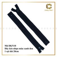 Dây kéo nhựa làm ngăn ví nam - nữ - 2 sợi xanh đen