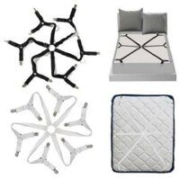 Dây kẹp cố định ga giường 6 chiều chắc chắn, Bộ kẹp drap giường chống xê dịch và giữ phẳng chống trượt tiện dụng màu đen