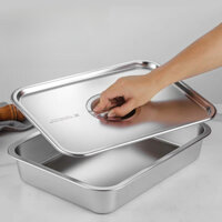 Dày Khay inox 304 cao 10(cm) nhiều cỡ có nắp Bộ khay inox khay vuông (5L~15L)