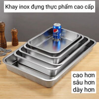 Dày Khay inox 304 cao 7(cm) nhiều cỡ có nắp Bộ khay inox khay vuông (1L~9L)