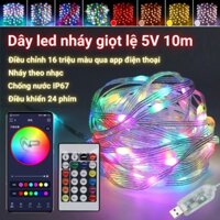 Dây led giọt lệ,đèn fairy light 16 trệu màu 10M Nháy theo nhạc chống nước chỉnh app Điện Thoại,trang trí tết,cây thôn