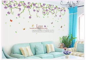 Giấy dán tường Giấy decal cuộn dây leo hoa tím