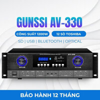 Đẩy liền vang công suất lớn 1200W Gunssi AV-330, amply karaoke bluetooth 12 sò, DSP chống hú Optical