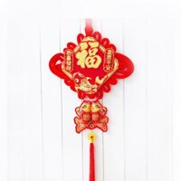 Dây liễng tết treo tường dây treo cá nhung 35x35cm dài 60 cm đỏ tươi treo cửa đón xuân trang trí