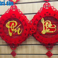 Dây Liễng Tết Treo Tường Đỏ Tươi, Treo Cửa, Đón Xuân Trang Trí - Chữ Phúc -lộc -thọ dài 80cm (vpp Kimbien)